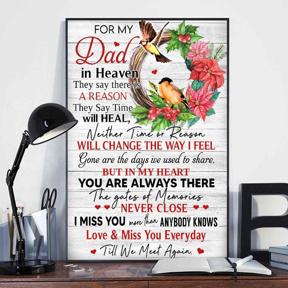 For My Dad In Heaven Memorial Poster, Canvas