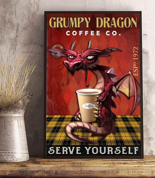 Grumpy Dragon Serve Yourself Personalized Poster, Canvas
