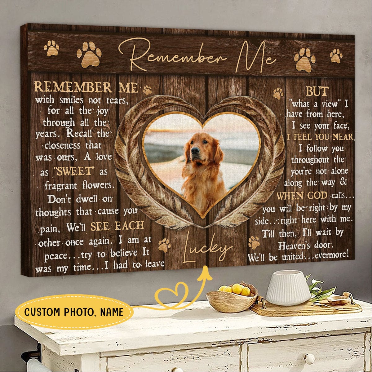 Remember Me Personalized Pet Memorial Poster, Canvas